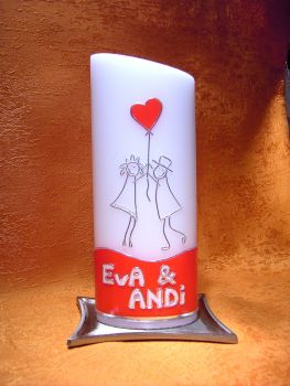 Hochzeitskerze moderne Kunst mit einen pinken Luftbalon 405